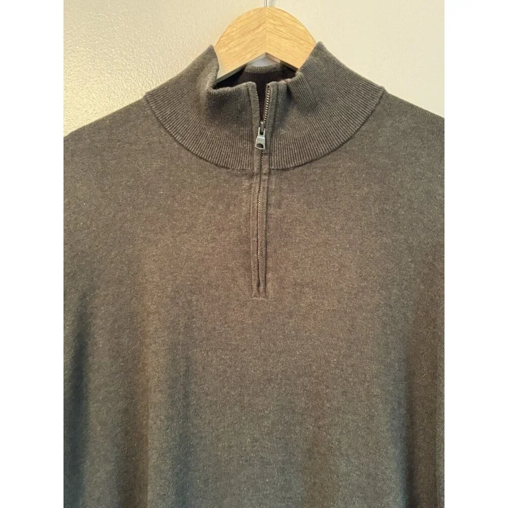 Banana Republic Gray Heritage Sweater Mens XL Cotton Cashmere Blend Quarter Zip